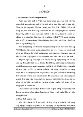 Một số giải pháp về quản lý chất lượng xây dựng công trình dân dụng ở công ty cổ phần đầu tư xây dựng hà nội luận văn thạc sỹ kinh tế