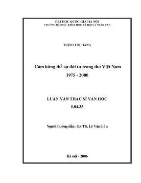 Luận văn thạc sĩ cảm hứng thế sự đời tư trong thơ việt nam 1975 2000
