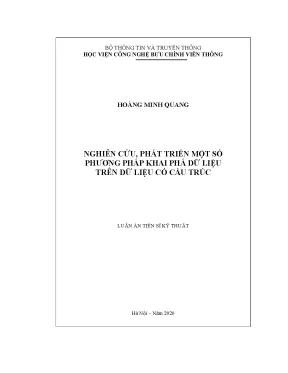 Luận án tiến sĩ kỹ thuật nghiên cứu phát triển một số phương pháp khai phá dữ liệu trên dữ liệu có cấu trúc