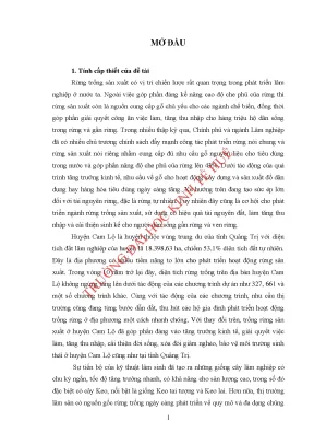 Luận văn thạc sĩ khoa học kinh tế nâng cao hiệu quả kinh tế rừng trồng sản xuất tại huyện cam lộ tỉnh quảng trị