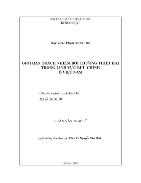 Luận văn thạc sĩ giới hạn trách nhiệm bồi thường thiệt hại trong dịch vụ bưu chính ở việt nam