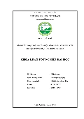Luận văn tìm hiểu hoạt động hội nông dân xã linh sơn huyện đồng hỷ tỉnh thái nguyên