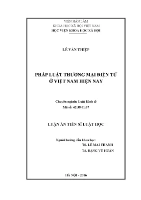 Luận án tiến sĩ luật học pháp luật thương mại điện tử ở việt nam