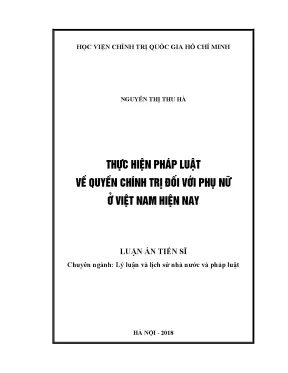 Luận án tiến sĩ thực hiện pháp luật về quyền chính trị đối với phụ nữ ở việt nam hiện nay
