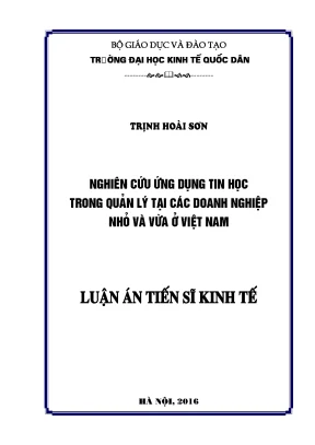Luận án tiến sĩ nghiên cứu ứng dụng tin học trong quản lý tại các doanh nghiệp nhỏ và vừa ở việt nam
