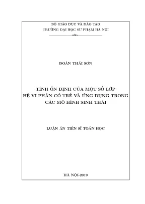 Luận án tiến sĩ tính ổn định của một số lớp hệ vi phân có trễ và ứng dụng trong các mô hình sinh thái