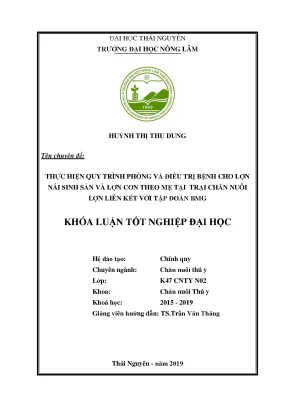 Luận văn thực hiện quy trình phòng và điều trị bệnh cho lợn nái sinh sản và lợn con theo mẹ tại trại chăn nuôi lợn liên kết với tập đoàn bmg
