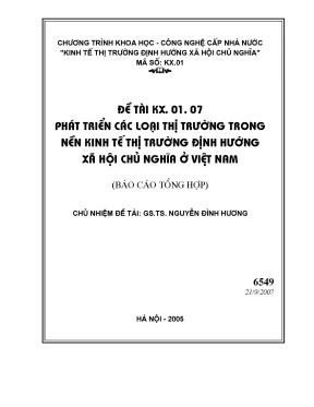 Luận văn phát triển các loại thị trường trong nền kinh tế thị trường định hướng xã hội chủ nghĩa ở việt nam