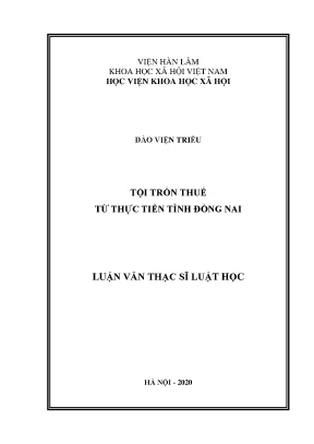 Luận văn thạc sĩ tội trốn thuế từ thực tiễn tỉnh đồng nai