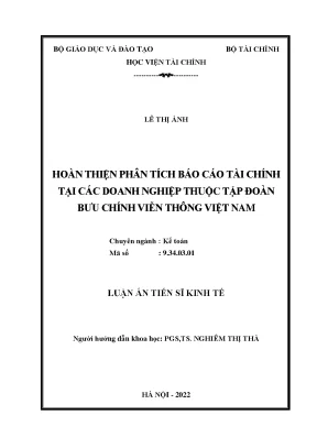 Luận án tiến sĩ kinh tế hoàn thiện phân tích báo cáo tài chính tại các doanh nghiệp thuộc tập đoàn bưu chính viễn thông việt nam