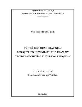 Luận văn thạc sĩ từ thế giới quan phật giáo đến sự triển hiện khách thể thẩm mỹ trong văn chương tuệ trung thượng sĩ