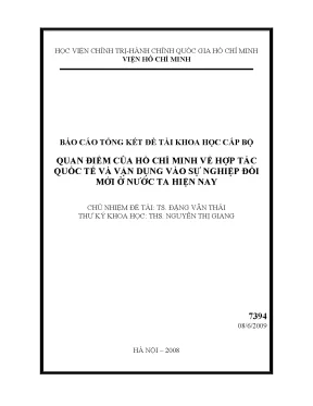 Luận văn quan điểm của hcm về hợp tác quốc tế và vận dụng vào sự nghiệp đổi mới ở nước ta hiện nay