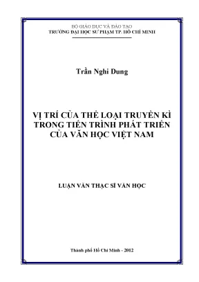 Luận văn thạc sĩ vị trí của thể loại truyền kì trong tiến trình phát triển của văn học việt nam
