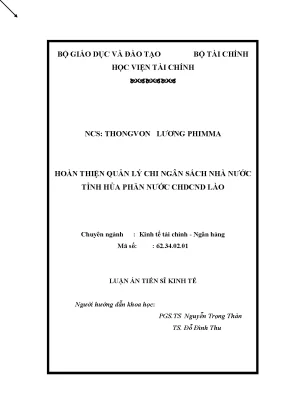 Luận án tiến sĩ hoàn thiện quản lý chi nsnn tỉnh hủa phăn nước chdcnd lào
