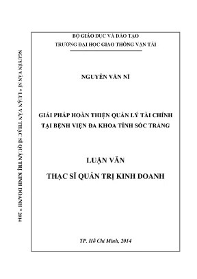 Giải pháp hoàn thiện quản lý tài chính tại bệnh viện đa khoa tỉnh sóc trăng luận văn thạc sỹ quản trị kinh doanh