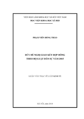 Luận văn thạc sĩ luật tố tụng dân sự hủy đề nghị giao kết hợp đồng theo bộ luật dân sự 2015