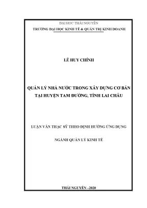 Luận văn thạc sĩ quản lý nhà nước trong xây dựng cơ bản tại huyện tam đường tỉnh lai châu