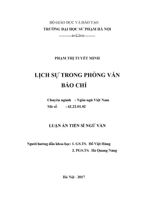 Luận án tiến sĩ ngữ văn lịch sự trong phỏng vấn báo chí