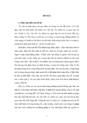 Luận văn thạc sĩ luật hiến pháp và luật hành chính bảo đảm quyền vui chơi giải trí của trẻ em trên địa bàn thành phố hà nội