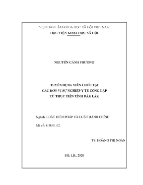 Luận văn thạc sĩ luật hiến pháp và luật hành chính tuyển dụng viên chức tại các đơn vị sự nghiệp y tế công lập từ thực tiễn tỉnh đắk lắk