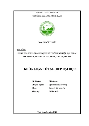 Luận văn đánh giá hiệu quả sử dụng đất nông nghiệp tại farm amir oren moshav ein yahav arava israel