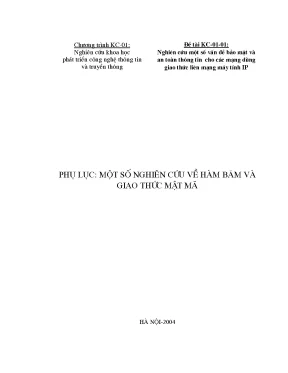 Luận văn một số nghiên cứu về hàm và giao thức mật mã
