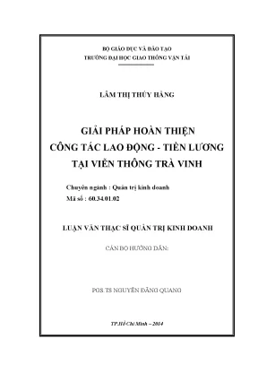 Giải pháp hoàn thiện công tác lao động tiền lương tại viễn thông trà vinh luận văn thạc sỹ quản trị kinh doanh