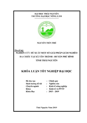 Luận văn nghiên cứu đề xuất một số giải pháp giảm nghèo đa chiều trại xã tân thành huyên phú bình tỉnh thái nguyên