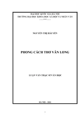 Luận văn thạc sĩ phong cách thơ vân long