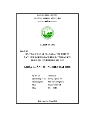 Luận văn hoạt động sinh kế của hộ dân tộc thiểu số xã vi hương huyện bạch thông tỉnh bắc kạn trong bối cảnh biến đổi khí hậu