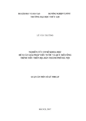 Luận án tiến sĩ nghiên cứu cơ sở khoa học đề xuất giải pháp tiêu nước và quy mô công trình tiêu trên địa bàn thành phố hà nội