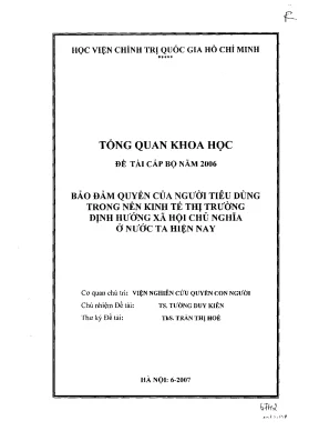 Luận văn bảo đảm quyền của người tiêu dùng trong nền kinh tế thị trường định hướng xã hội chủ nghĩa ở nước ta hiện nay