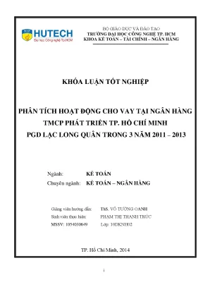 Luận văn tốt nghiệp hutech phân tích hoạt động cho vay tại ngân hàng tmcp phát triển tp hcm pgd lạc long quân