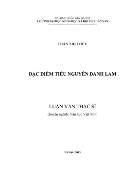Luận văn thạc sĩ đặc điểm tiểu nguyễn danh lam