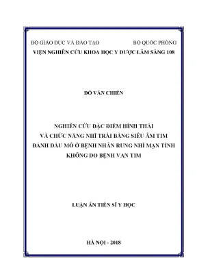 Luận án tiến sĩ nghiên cứu đặc điểm hình thái và chức năng nhĩ trái bằng siêu âm tim đánh dấu mô ở bệnh nhân rung nhĩ không do bệnh van tim