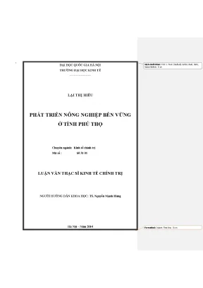 Luận văn thạc sĩ phát triển nông nghiệp bền vững ở tỉnh phú thọ