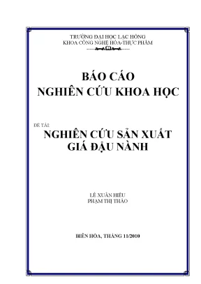 Luận văn nghiên cứu sản xuất giá đậu nành