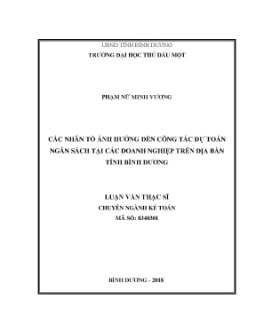 Luận văn thạc sĩ các nhân tố ảnh hưởng đến công tác dự toán ngân sách tại các doanh nghiệp trên địa bàn tỉnh bình dương