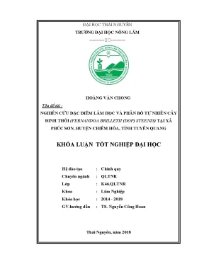 Luận văn nghiên cứu đặc điểm lâm học và phân bố tự nhiên cây đinh thối fernandoa brilletii dop steen tại xã phúc sơn huyện chiêm hóa
