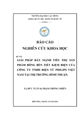 Luận văn giải pháp đẩy mạnh tiêu thụ sản phẩm bóng đèn tiết kiệm điện của công ty tnhh điện tử philips việt nam tại thị trường bình thuận