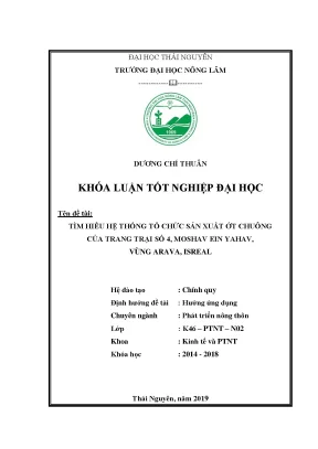 Luận văn tìm hiểu hệ thống tổ chức sản xuất ớt chuông của trang trại số 4 moshav ein yahav vùng arava isreal