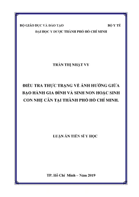 Luận án tiến sĩ điều tra thực trạng về ảnh hưởng giữa bạo hành gia đình và sinh non hoặc sinh con nhẹ cân tại thành phố hồ chí minh