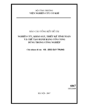 Luận văn nghiên cứu khảo sát thiết kế tính toán và chế tạo bánh răng côn cong dùng trong công nghiệp