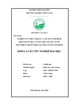 Luận văn nghiên cứu thực trạng và đề xuất mô hình kiểm soát chất lượng môi trường nước thải theo chỉ số wqi tại công ty sgs núi pháo
