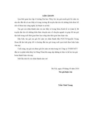 Luận văn thạc sĩ một số giải pháp nâng cao năng lực quản lý khai thác hệ hống công trình thủy lợi tại công ty trách nhiệm hữu hạn một thành viên đầu tư và phát triển thủy lợi sông nhuệ