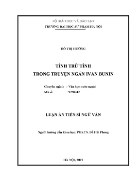 Luận án tiến sĩ ngữ văn tính trữ tình trong truyện ngắn ivan bunin