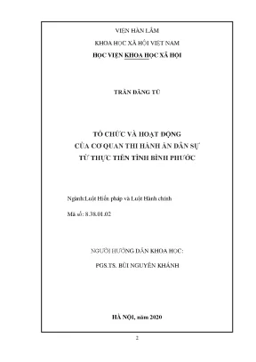 Luận văn thạc sĩ luật hiến pháp và luật hành chính tổ chức và hoạt động của cơ quan thi hành án dân sự từ thực tiễn tỉnh bình phước