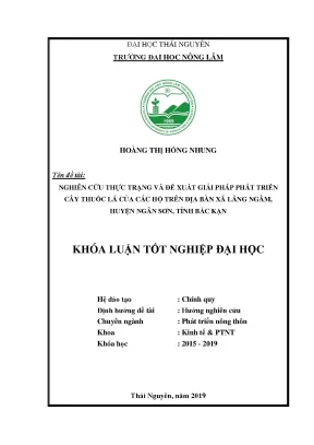 Luận văn nghiên cứu thực trạng và đề xuất giải pháp phát triển cây thuốc lá của các hộ trên địa bàn xã lãng ngâm huyện ngân sơn tỉnh bắc kạn