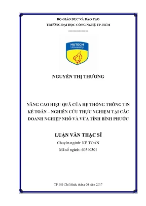 Luận văn thạc sĩ nâng cao hiệu quả của hệ thống thông tin kế toán nghiên cứu thực nghiệm tại các doanh nghiệp nhỏ và vừa tỉnh bình phước