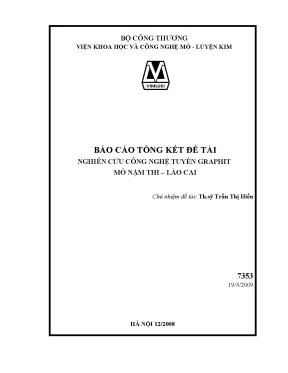 Luận văn nghiên cứu công nghệ tuyển graphit mỏ nậm thi lào cai
